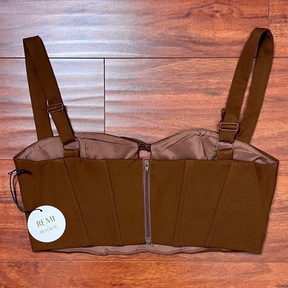 NWT REVOLVE 90s Sleeveless Cutout Tie Front Square Neck Bustier Cropped Top M - Picture 5 of 7